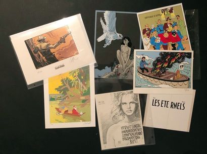 null EX LIBRIS
Joli comprenant deux pastiches d'Exem, un tirage Hergé en sérigraphie...