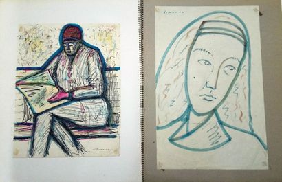 null ROMANE ERIKA (1920 – 2002) Ecole Lettone : Ensemble de 27 portraits signés (Aquarelle,...