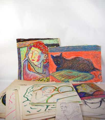 null ROMANE ERIKA (1920 – 2002) Ecole Lettone : 50 œuvres de Romane signées (crayon...