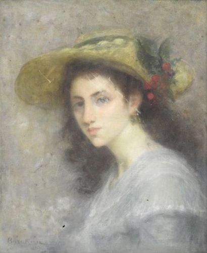 Bury ? Portrait de femme au chapeau
Huile sur toile signée et datée 1905 en bas à...