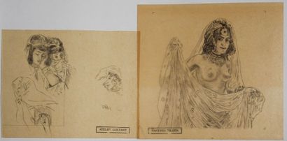 null Guetant Gustave (1873-1953) : Lot de 3 dessins sur papier calque. Un dessin...