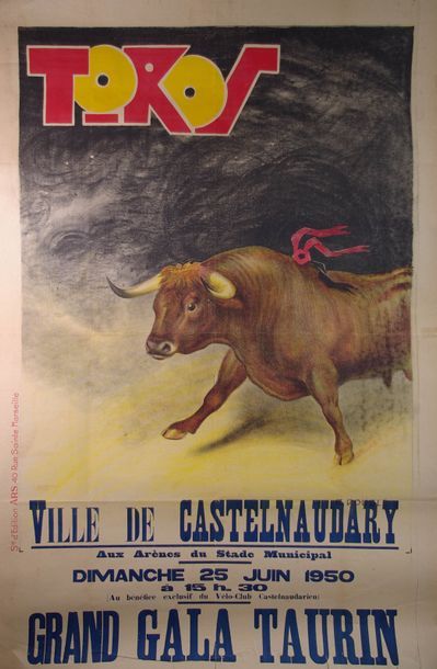 null Double R. « Toros. Gala taurin. Castelnaudary 25 juin 1950 » Imp. Société Ars...