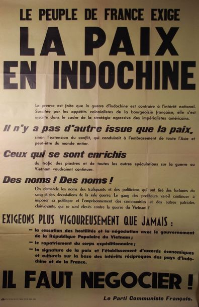 null « Le peuple de France exige la paix en Indochine- PCF» Imp. PPI (Paris). 120...