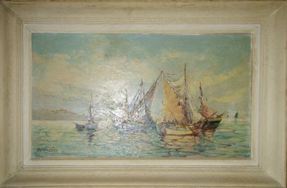 null Marcel Catelein (1892-1979) : « Marine avec voiliers ». Huile sur toile signée...