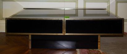 null Table basse Bar 103x69x38 cm et bout canapé carré (60cm) Année 70. Laque bois...