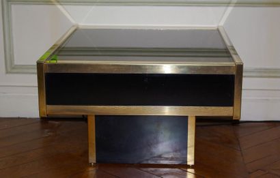 null Table basse Bar 103x69x38 cm et bout canapé carré (60cm) Année 70. Laque bois...