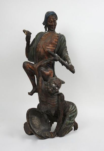 null Japon

Scène mythologique en bois sculpté et stuqué et peint

XIX° siècle

H...