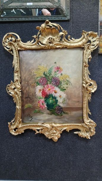 null Felix (XIX°) : « Bouquet de fleurs » Huile sur toile signé en bas à gauche dans...