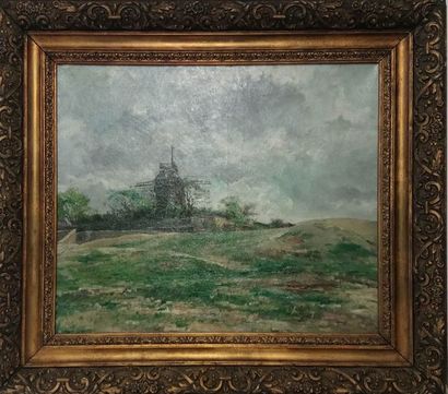 null MOULIN DANS UN PAYSAGE Ecole française XIX° H/T 56x46 cm Beau cadre