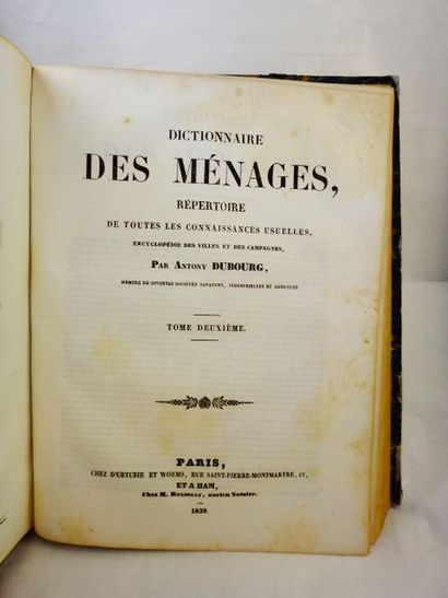 null DUBOURG, Antony. Dictionnaire des Ménages, répertoire de toutes les connaissances...
