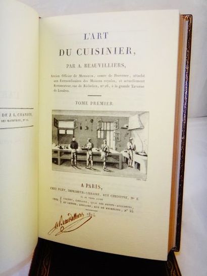 null BEAUVILLIERS, Antoine. L'Art du cuisinier. Luzarches, D.Mocrette, 1980. 2 volumes...