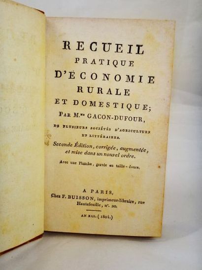 null GACON-DUFOUR (Mme). Recueil Pratique d'Economie Rurale et Domestique. Paris,...