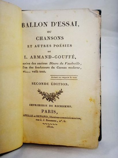 null GOUFFE, Armand Ballon d'Essai ou Chansons et autres poésies. Paris, Capelle...