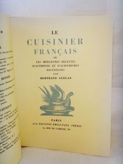 null GUEGAN, Bertrand. Le Cuisinier Français. Paris, aux Editions Emile-Paul Frères,...