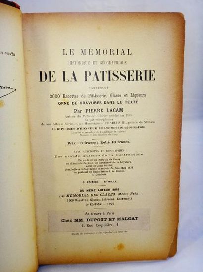 null LACAM, Pierre. Le Mémorial Historique et Géographique de la Pâtisserie. Paris,...