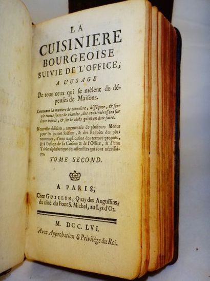 null MENON. La cuisinière bourgeoise suivie de l'Office Paris, Guillyn, 1756. Nouvelle...