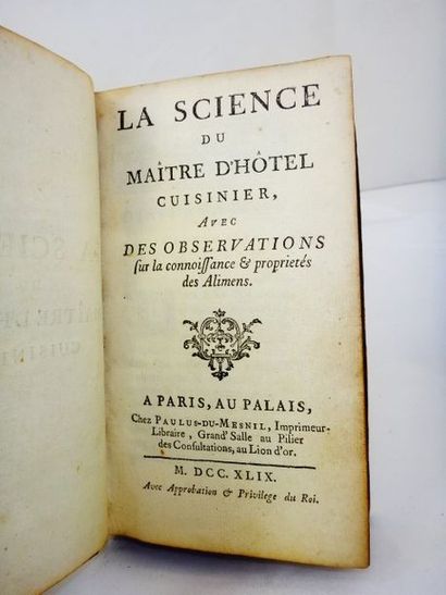 null MENON. La Science du Maître d'Hôtel Cuisinier. Paris, Paulus-du-Mesnil, 1749....