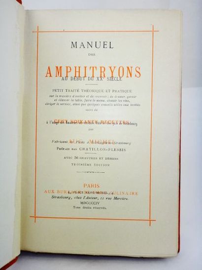 null MICHEL, Auguste. Manuel des Amphitryons au début du Xxème siècle. Paris, L'Art...