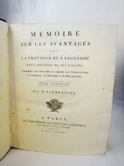 null PARMENTIER, Antoine-Augustin. Mémoire sur les avantages que la Province de Languedoc...