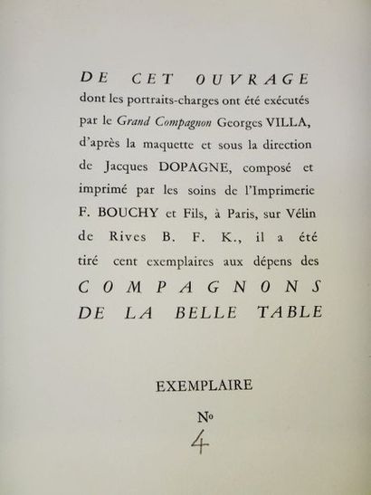 null VILLA, Georges. Les Compagnons de la Belle Table. Paris, Editions Maurice Ponsot,...