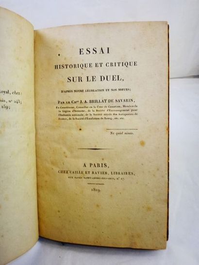 null BRILLAT-SAVARIN, Anthelme. Essai Historique et Critique sur le Duel. Paris,...