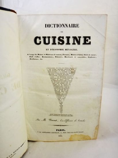 null BURNET, ex-officier de bouche. Dictionnaire de Cuisine et d'économie ménagère....