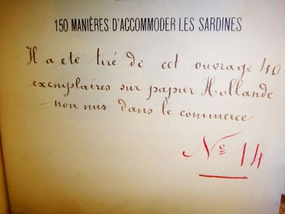 null CAILLAT, Auguste. 150 Manières d'accommoder les Sardines. Petit traité de Cuisine....