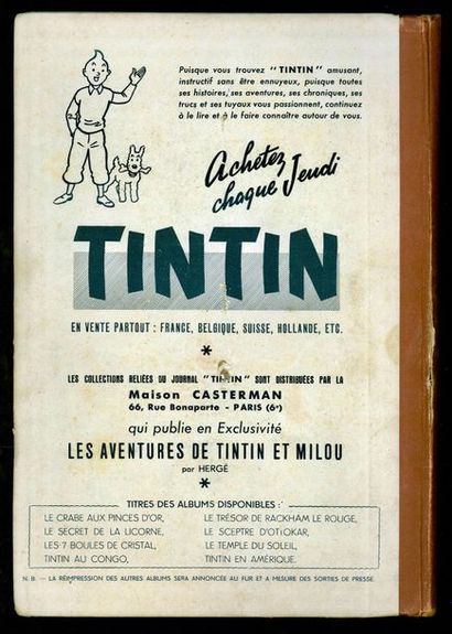 null JOURNAL DE TINTIN

Reliure 1 du Journal de Tintin France, numéros 1 à 17

Très...