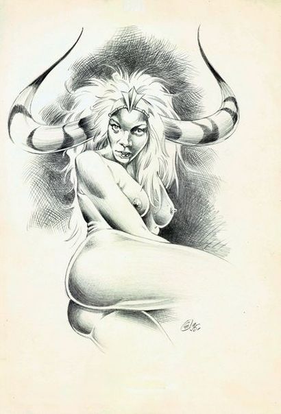 null RAMAIOLI Georges

Grande illustration représentant une jeune femme nue portant...