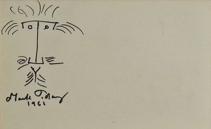 null Mark Tobey (1890-1976)  ?Sans titre, 1961  ?Feutre noir sur papier, signé et...
