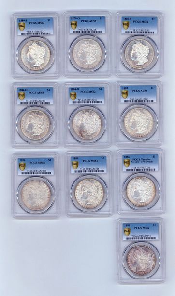 null USA


Fort lot de pièces de 1 $ gradées PCGS, 1879-O, 1880-S (62 et 63), 1883,...