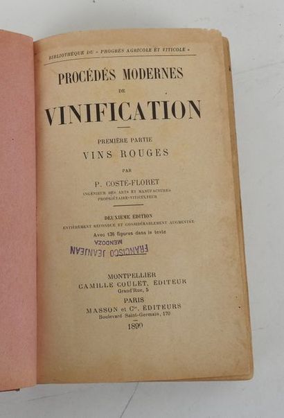 null COSTE-FLORET, P. Procédés Modernes de Vinification. Vins Rouges.

Montpellier,...