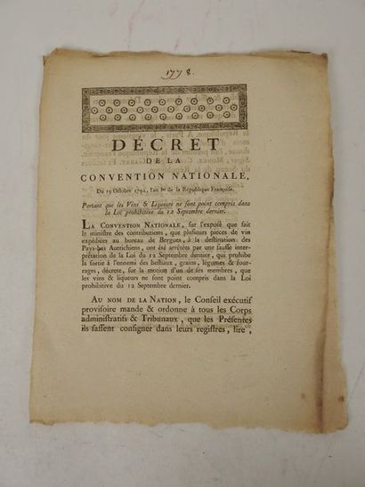 null Décret de la convention nationale du 19 octobre 1792, l'an 1er de la Répubique...