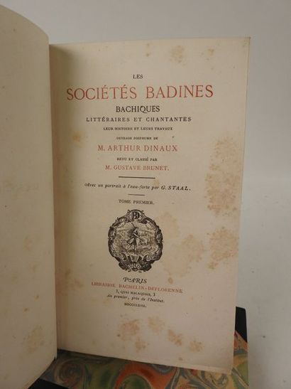 null DINAUX, Arthur. Les Sociétés Badines, Bacchiques, Chantantes et Littéraires.

Paris,...