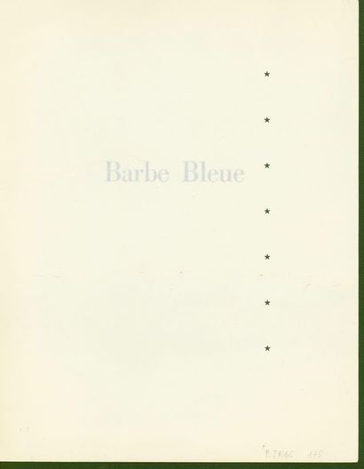 null IRIBE, Paul. Plaquette Nicolas "Barbe Bleue" 1930.

2 feuillets. Imp. Draeger....