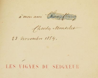 null MONSELET, Charles. Les Vignes du Seigneur.

Paris, Lecou, 1854. In-16, demi-maroquin...