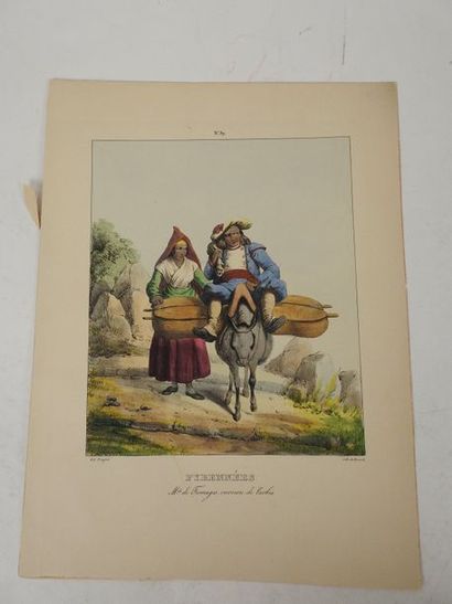null PINGRET. Pyrénées.

2 lithographies gouachées et gommées de l'époque. 33 x 24...