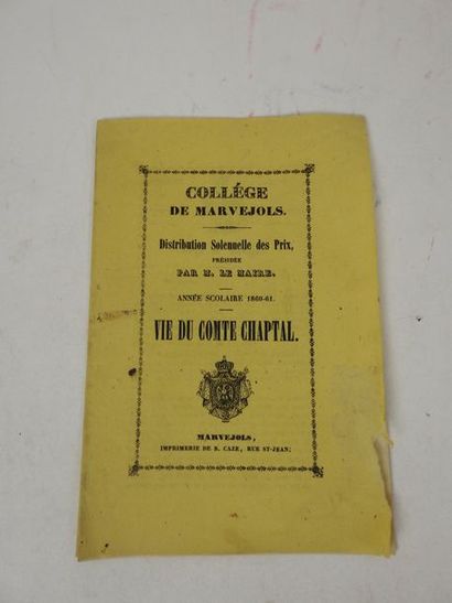 null PLANTIER, C. Vie du Comte Chaptal

Marvejols, Caze (circa 1861). 

Plaquette...
