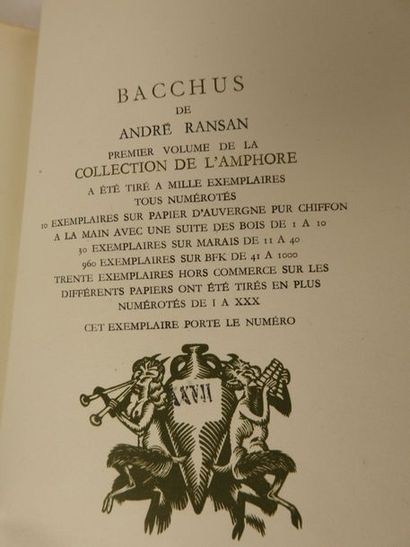 null RANSAN, André. Bacchus. Bois originaux de VAN ROMPAEY.

Paris, Ponsot, 1945....