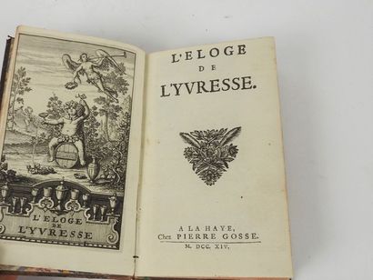 null SALLENGRE, Albert-Henri de. L'Éloge de l'Yvresse. 

La Haye, Pierre Gosse, 1714....