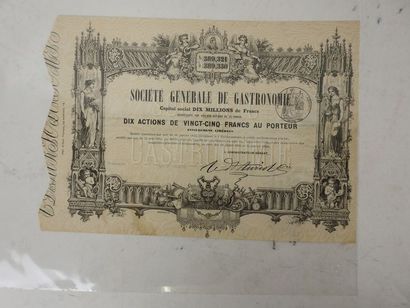 null Société Générale de Gastronomie, titre de 10 actions de 25 francs, Paris 19...