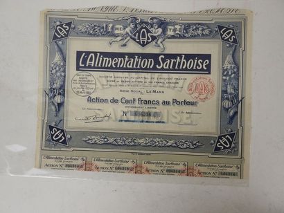 null Alimentation Sarthoise, action de 100 Francs, Le Mans 1930