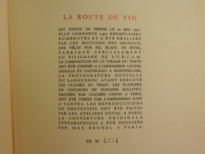 null CHAUVET, Maurice. La Route du Vin. Préface de Jean GIONO. Frontispice de DUBOUT....