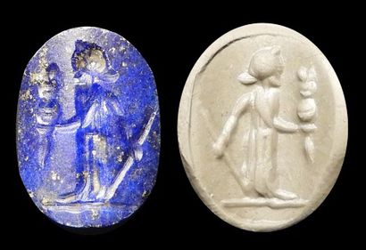 null Intaille gravée d'une divinité debout. Lapis lazuli.
Art romain. II-IIIès.
L:...