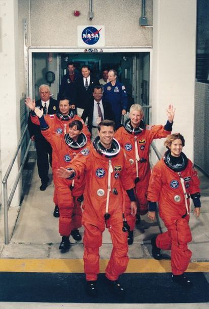null Nasa. Equipage de la navette spatiale Columbia (Mission STS-93) au corus de...