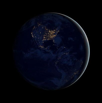 null Nasa. GRAND FORMAT. "Black Marble". Ici le continent américain. Exceptionnelle...