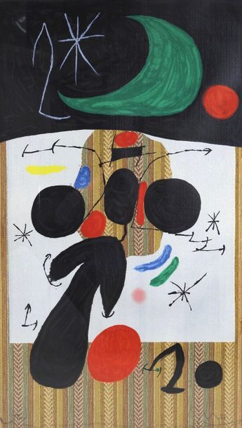 Joan MIRO (1893-1983) "Intérieur et nuit", 1969
Lithographie sur papier peint texturé...