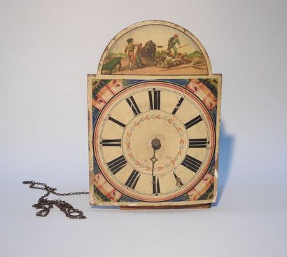 null Un mouvement de pendule cadran en bois peint, une scène de Corrida

H 35 cm

(accidents...