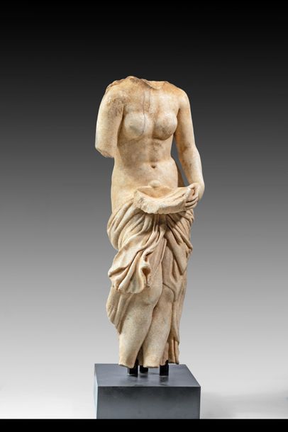 Fin corps dénudé de la Déesse Vénus au coquillage probablement anadyomède. Le drapé...