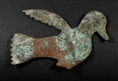 null Colombe.Bronze patiné.
Epoque romano-byzantine.
Circa Xès.L: 8cm.